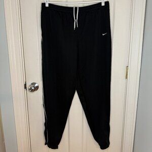 Nike Jet Black White Swoosh Athletic Joggers Zip Leggings Size XL